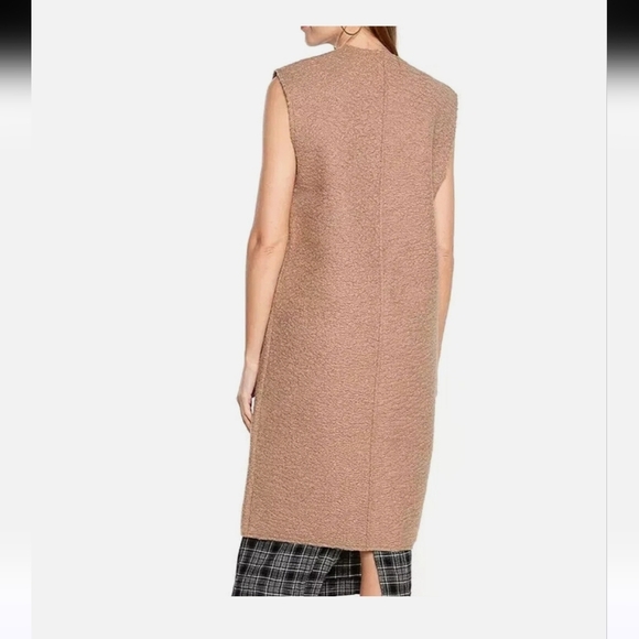ZARA Bouclé Long Vest Sweater Jacket Taupe Mink Brown.Small.NWT - Picture 5 of 16